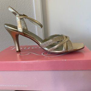 Gold Taryn Strappy Sandal by Touch Ups